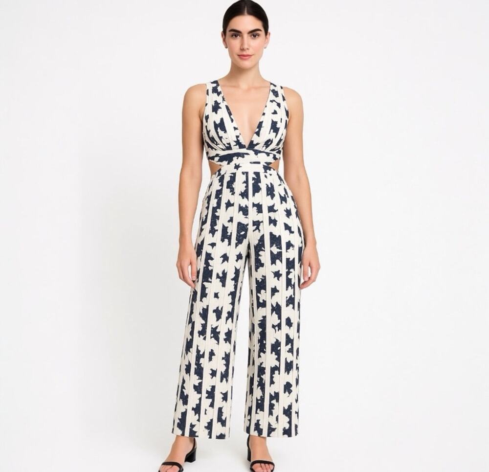 ALEXIS Lovella Floral Stripe Cut Out Jumpsuit  - M